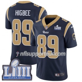 Maillot Homme Los Angeles Rams Tyler Higbee 89 Nike Bleu 2019 Super Bowl LIII